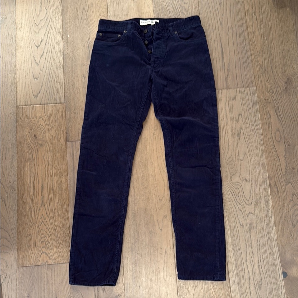 Lacoste Blue Corduroy Pants Straight Leg Slim Fit 32x34
